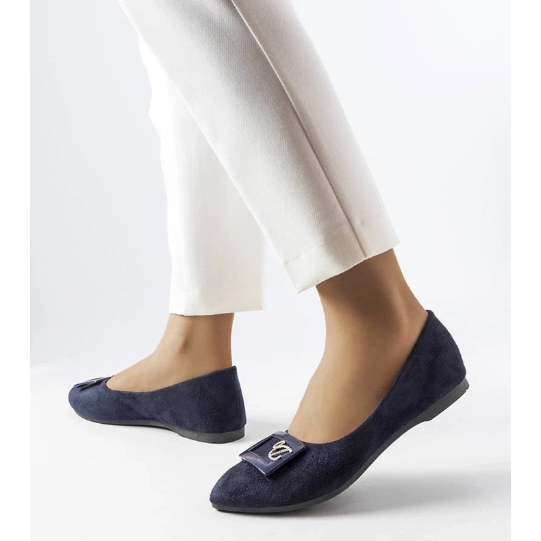 D/GMR Marinblå ballerinor med strass från Fleming 2