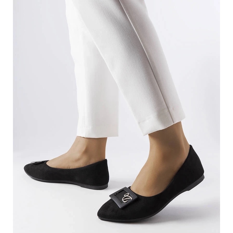 D/GMR Svarta ballerinor dekorerade med strass från Fleming 1