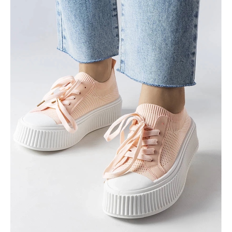 D/GMR Rosa tyg sneakers på Mallus-plattformen 1