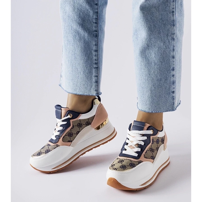 D/GMR Vita och rosa Rouxi wedge sneakers 1