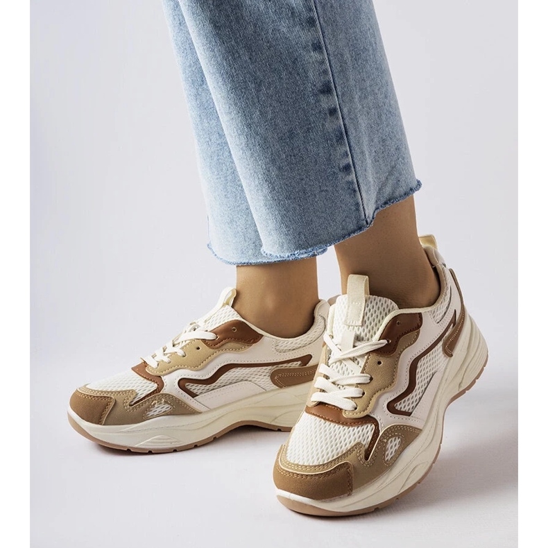 D/GMR Ihåliga beige sportsneakers grön 1