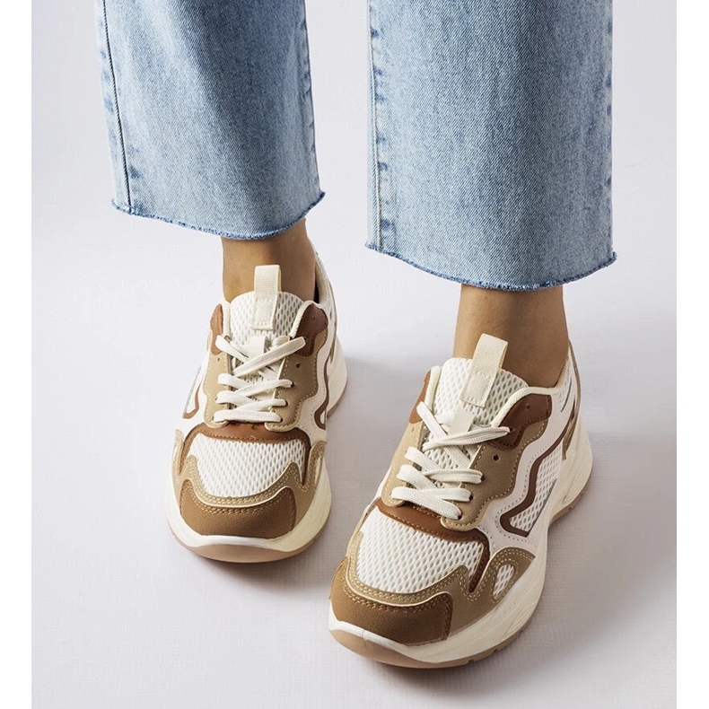 D/GMR Ihåliga beige sportsneakers grön 2