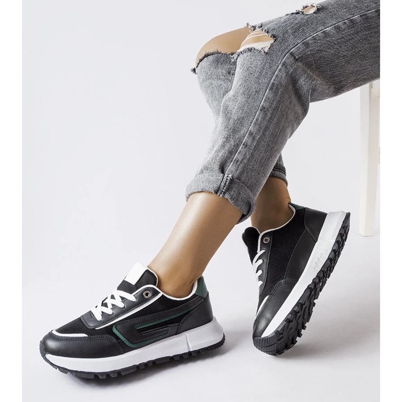 D/GMR Svarta sneakers med grön accent Tod 1