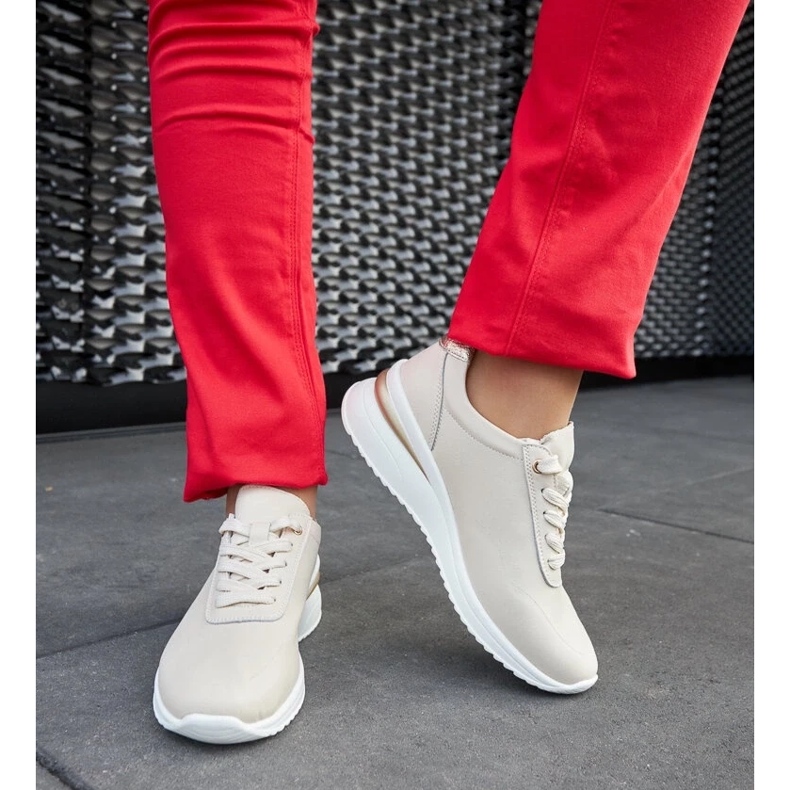 D/GMR Beige läder wedge sneakers från Federico 2