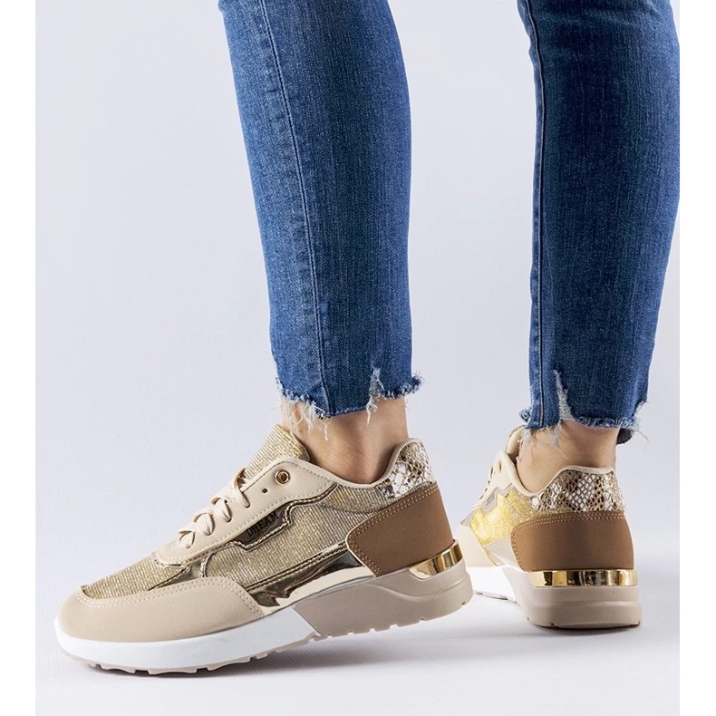 D/GMR Beige glitter sneakers från Roganzuolo 2