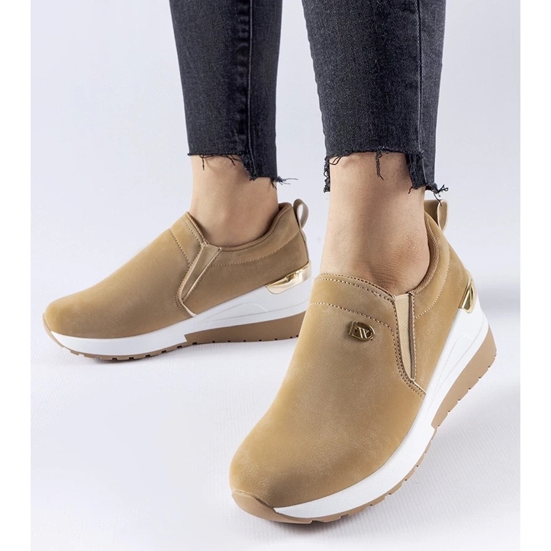 D/GMR Mörkbeige Vitale wedge sneakers 1