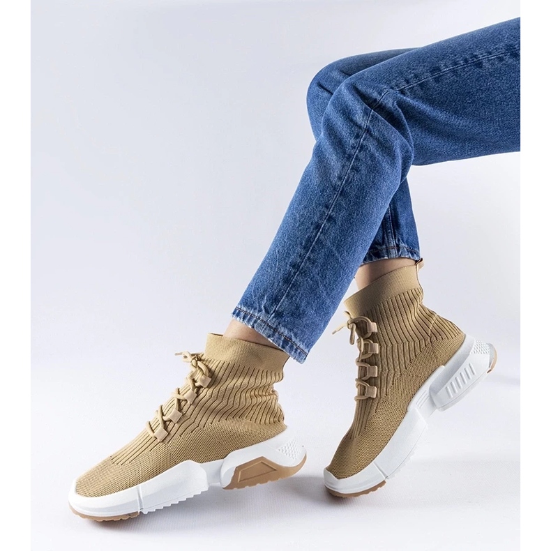 D/GMR Mörkbeige Sanschagrin high-top sneakers 2