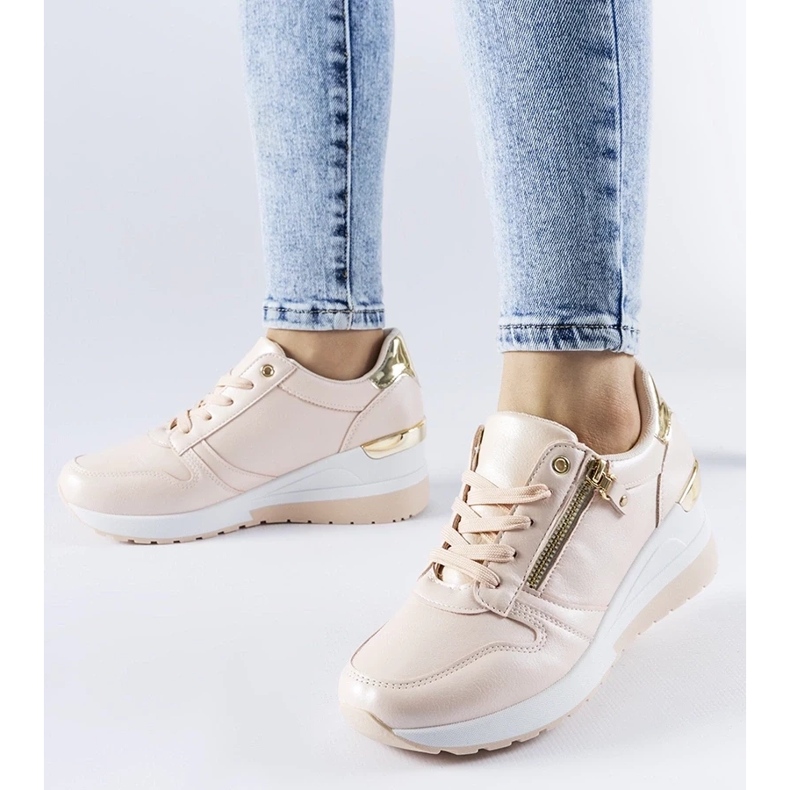 D/GMR Beige sneakers dekorerade med Marietta-dragkedja 2