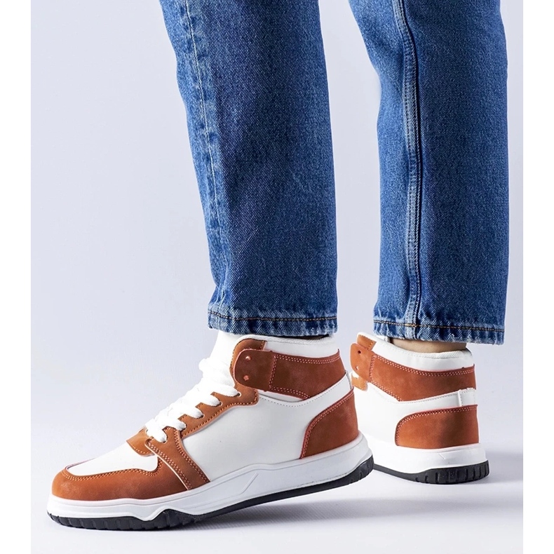 D/GMR Elizabeths vita och bruna high-top sneakers 2