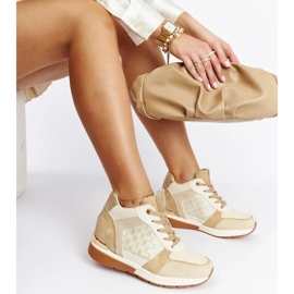 D/GMR Beige Chestnut wedge sneakers 1