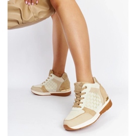 D/GMR Beige Chestnut wedge sneakers 2