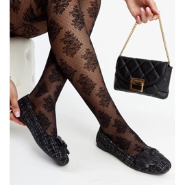 D/GMR Svarta balettlägenheter med en dekorativ Mateja-blomma 1