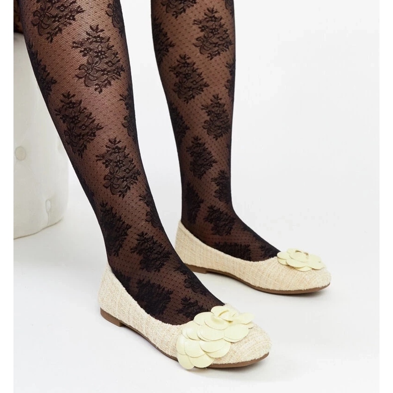 D/GMR Gula balettlägenheter med en dekorativ Mateja-blomma 1