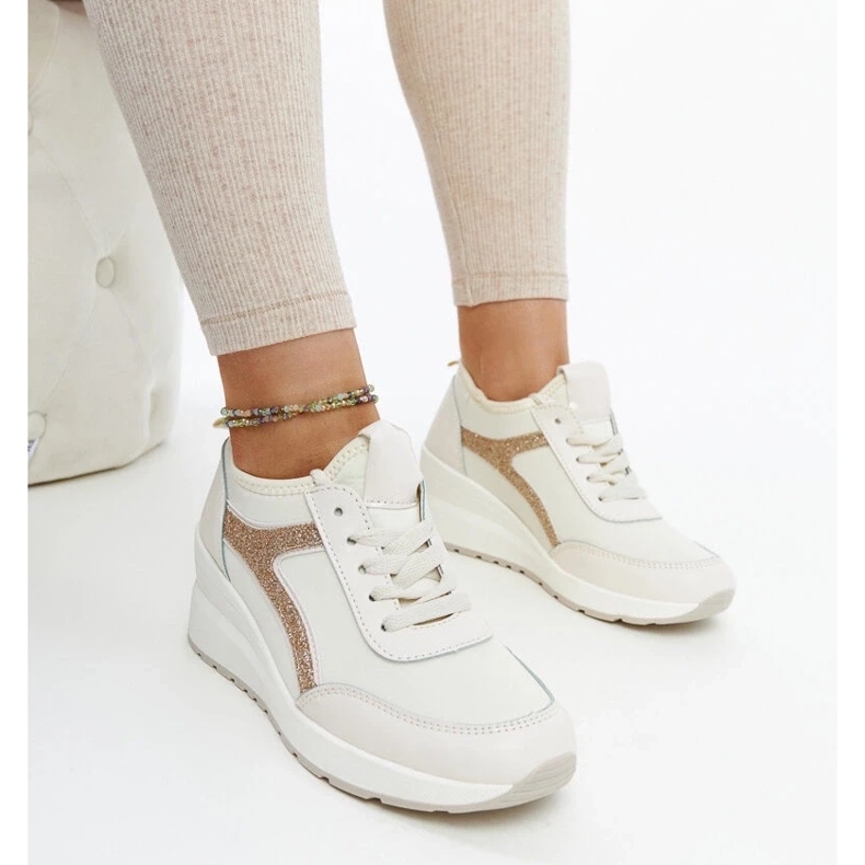 D/GMR Beige Hermina wedge sneakers 1