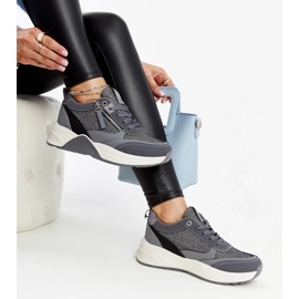 D/GMR Grå glänsande sneakers på Makda-plattformen 2