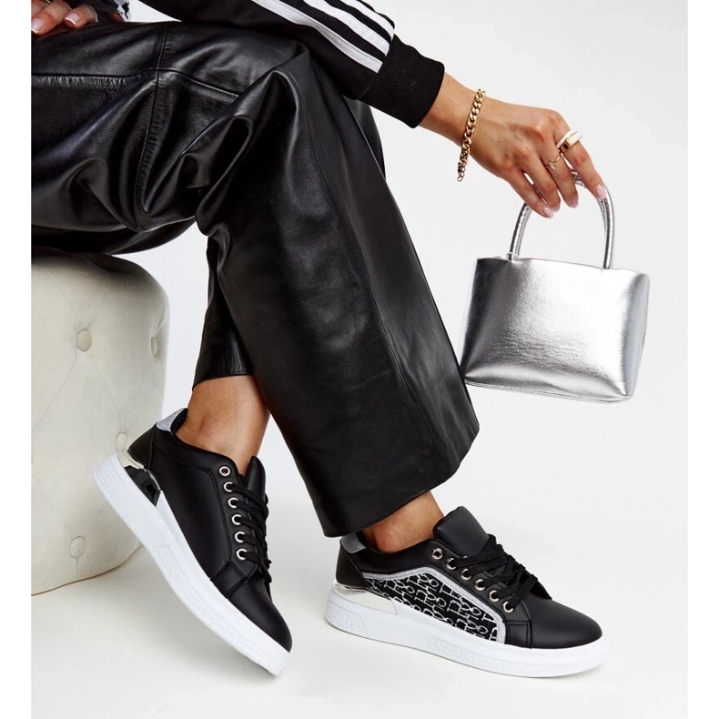 D/GMR Svarta platåsneakers med Fekete glitter 2