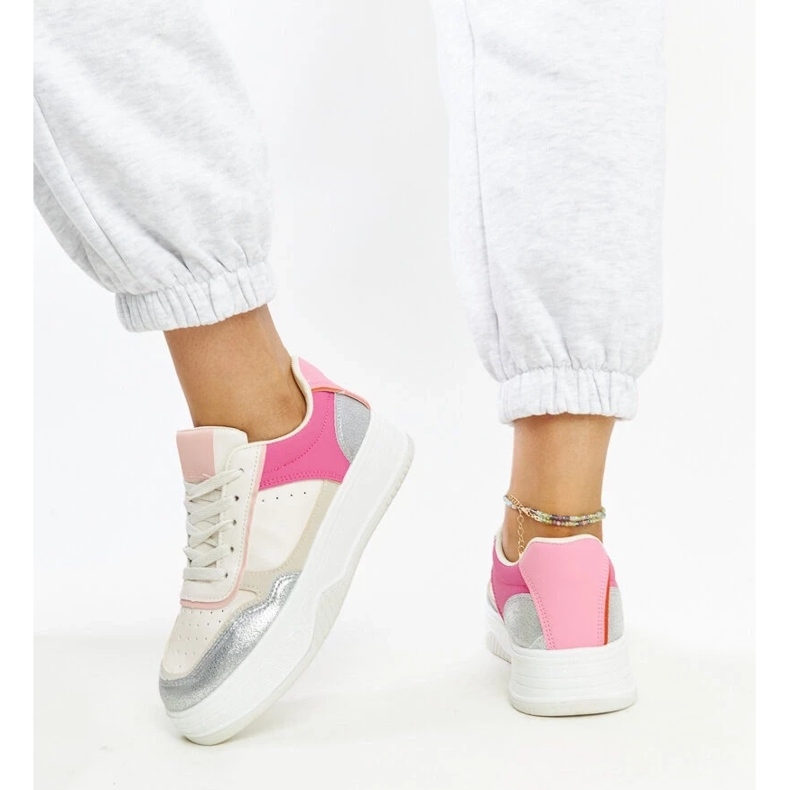 D/GMR Vita och rosa sneakers med tjock Rumai-sula 2
