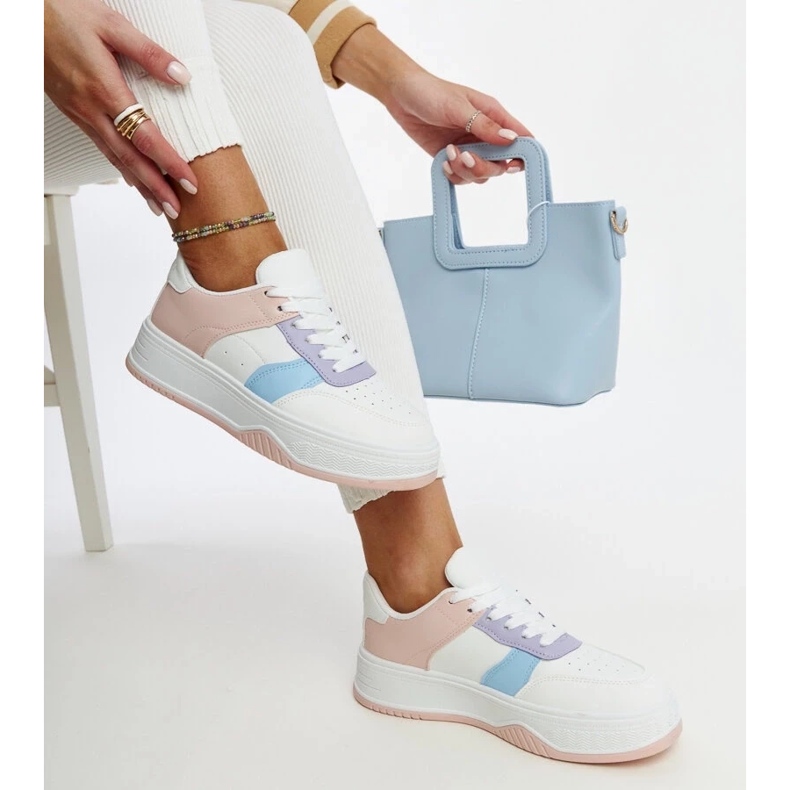 D/GMR Vita och rosa sneakers med tjockare Rafida-sula 2