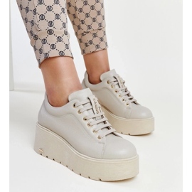 Karino beige läder wedge sneakers 2