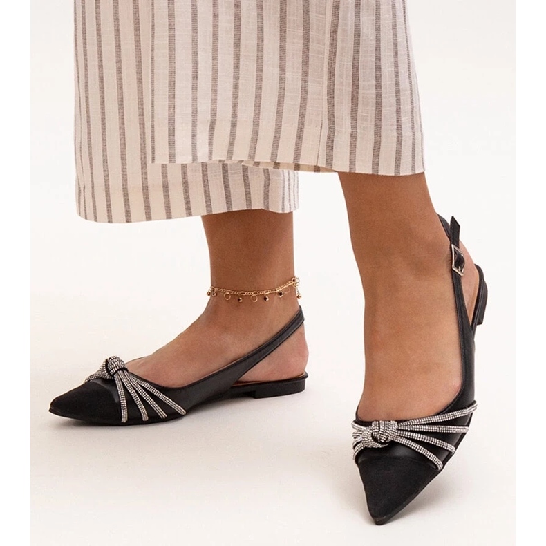 Balettlägenheter med spetsig tå och Sellar-rhinestones svart 1