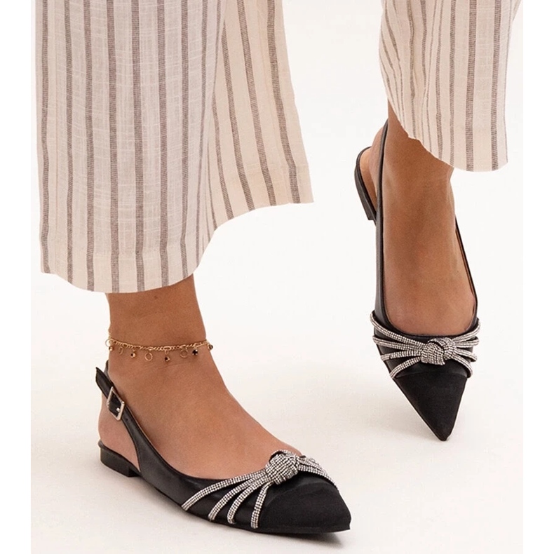 Balettlägenheter med spetsig tå och Sellar-rhinestones svart 2