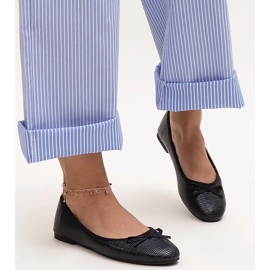 Svarta balettlägenheter med rosett och läderinlägg från Rosaly 1