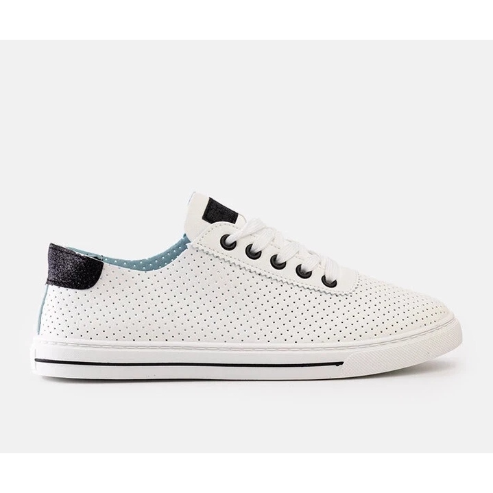 Kvinnors vita perforerade sneakers spets -up sneakers 1