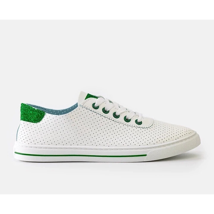 Kvinnors vita perforerade sneakers spets -up sneakers 1