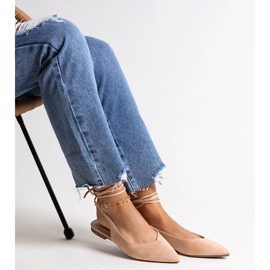 D/CEO Leaia beige balettkläder med snörning och öppen klack 2