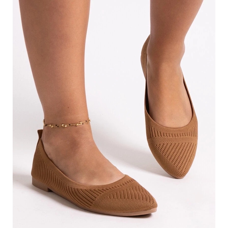 D/CEO Wendana tyg karamell ballerina skor brun 1