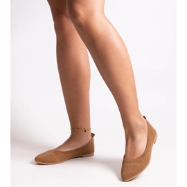 D/CEO Wendana tyg karamell ballerina skor brun 2