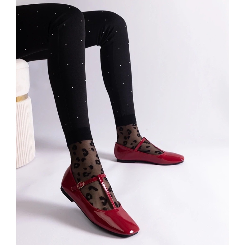 D/CEO Röda lackerade ballerinor med Marseille -bälte 2