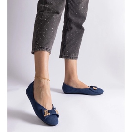 D/CEO Marinblå balettlägenheter dekorerade med en Esdras rosett och brosch 2