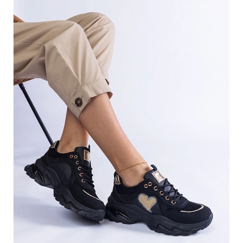 D/CEO Svarta sneakers på en plattform med Martinez Heart 1