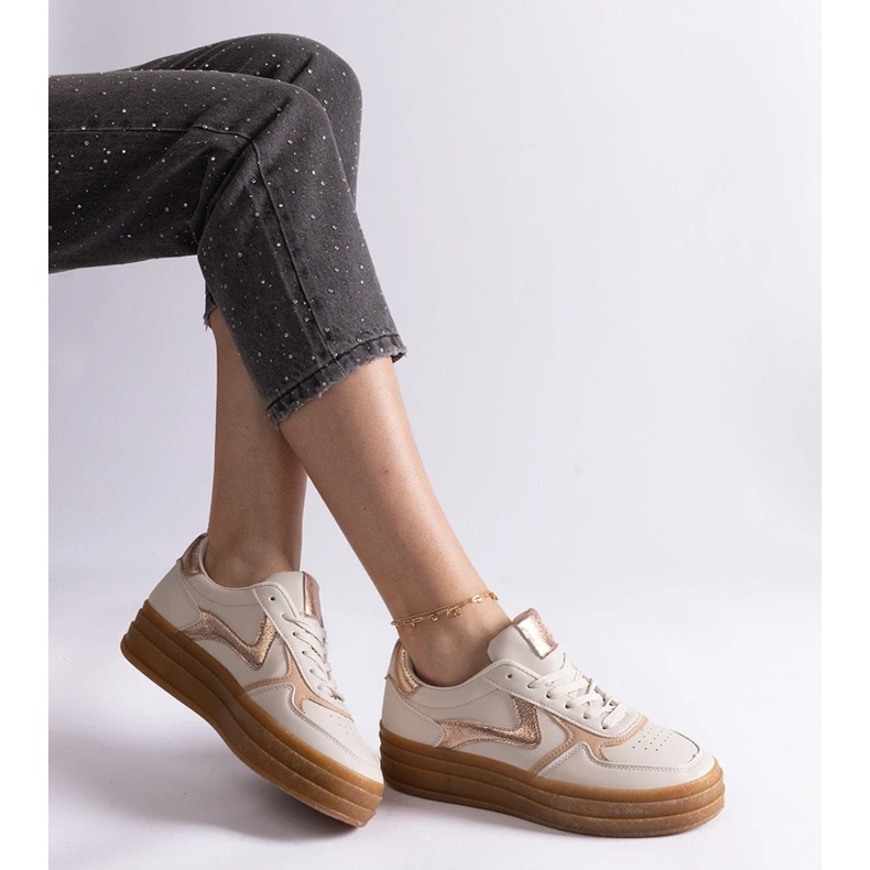D/CEO Beige sneakers med Quica gummisula 1