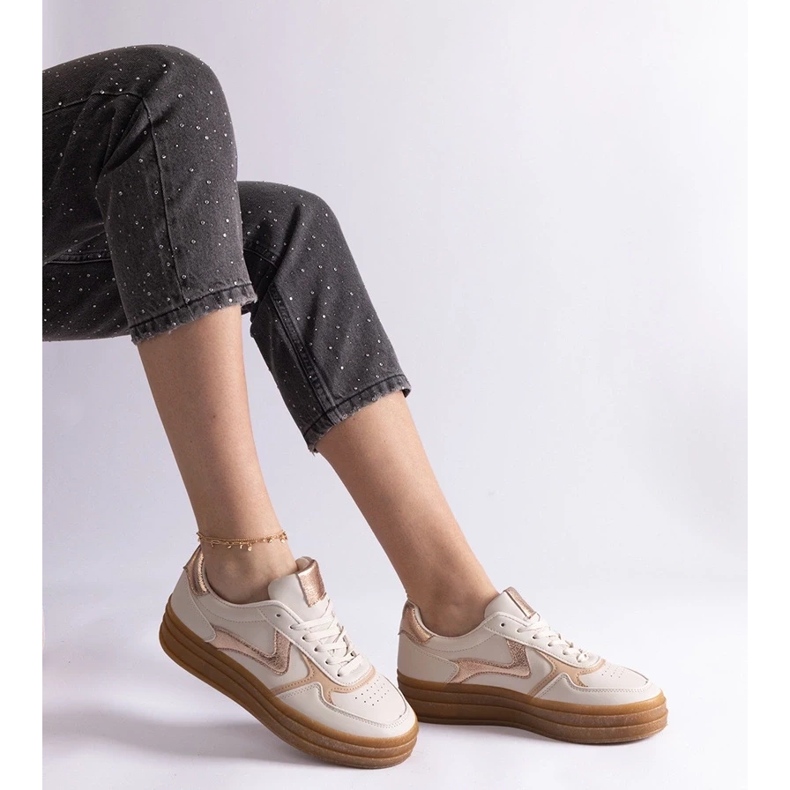 D/CEO Beige sneakers med Quica gummisula 2