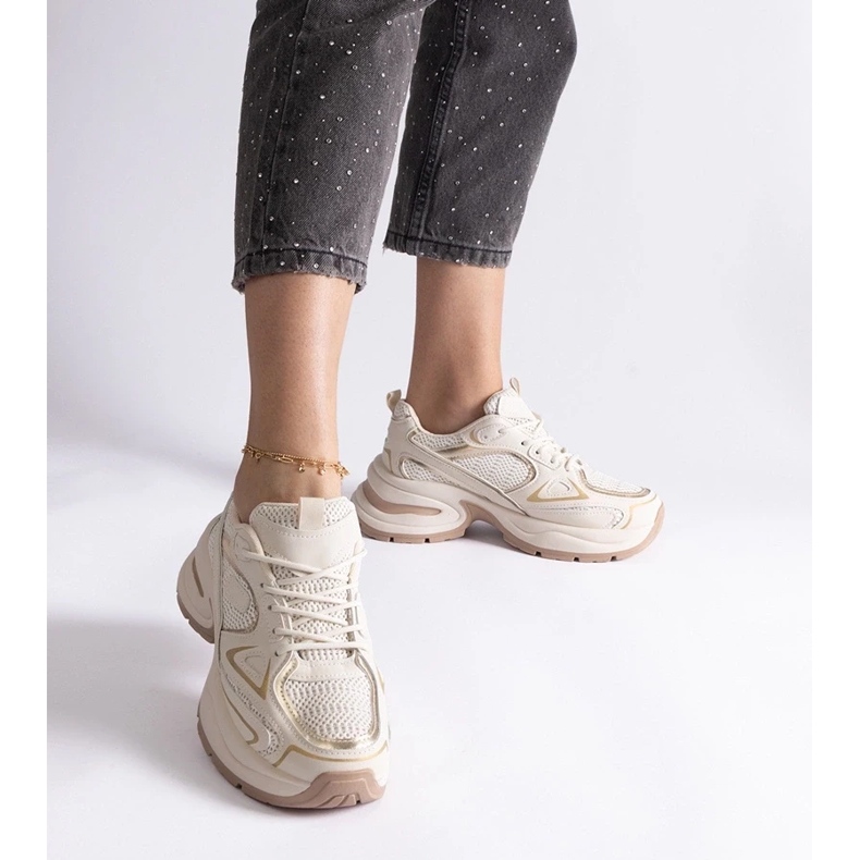 D/CEO Beige sneakers med massiv Adom-sula 1