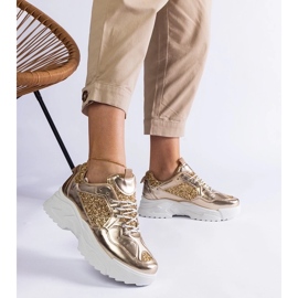 D/CEO Golden Women's Sneakers med CARABALLO GLITTER INSERTS gyllene 2