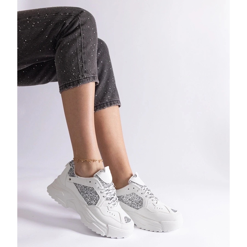 D/CEO Vita damsneakers med glitterinlägg Caraballo 2