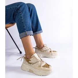 D/CEO Beige damsneakers med agarglitter 1