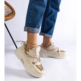 D/CEO Beige damsneakers med agarglitter 2