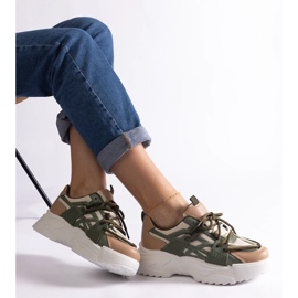 D/CEO Gröna och beige damsneakers Alva 1