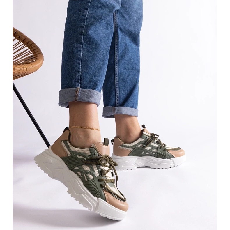 D/CEO Gröna och beige damsneakers Alva 2