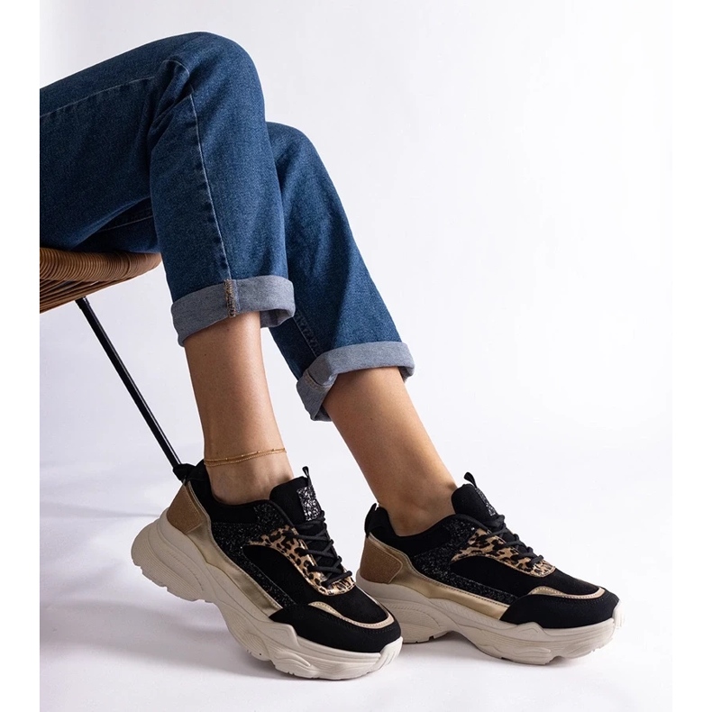 D/CEO Svarta sneakers med glitter Clorinda-inlägg 1