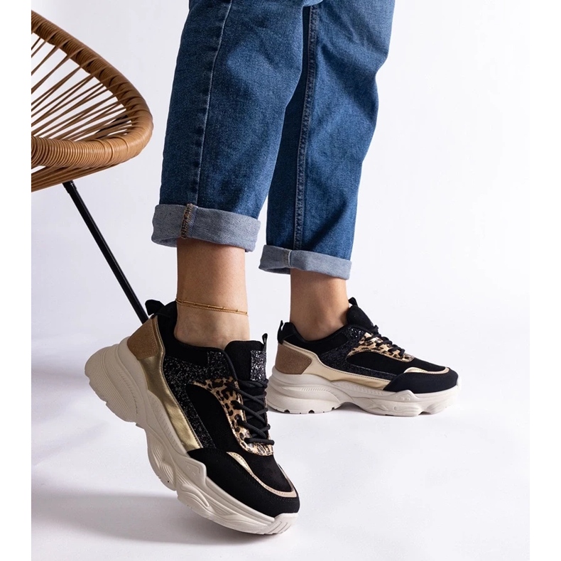 D/CEO Svarta sneakers med glitter Clorinda-inlägg 2