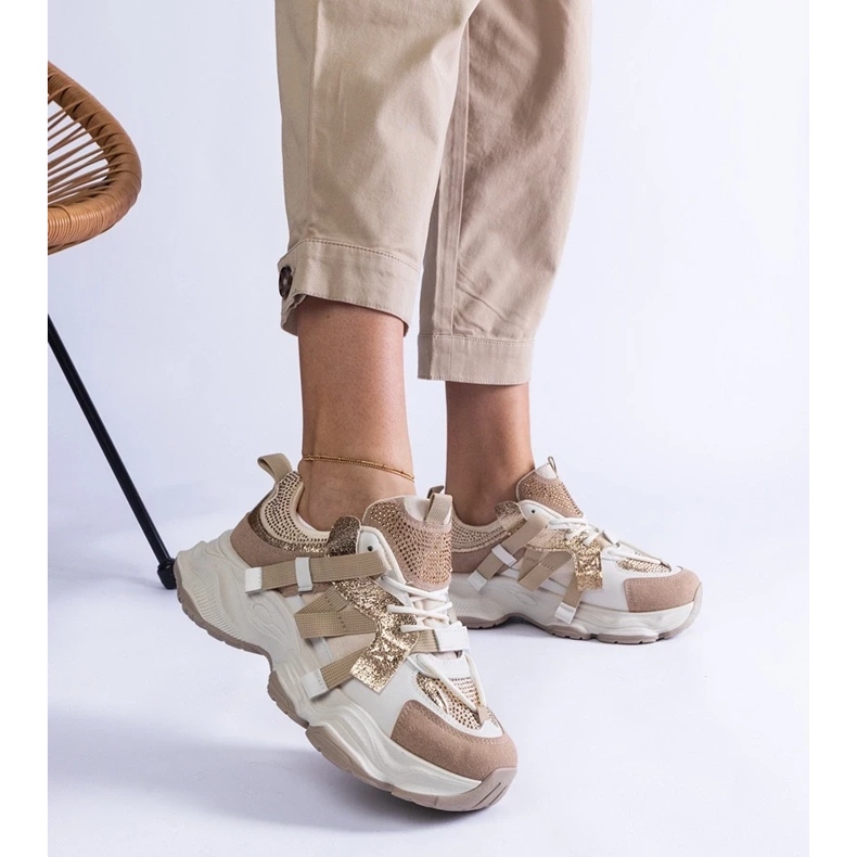 D/CEO Beige sneakers med guld Candra-inlägg 2