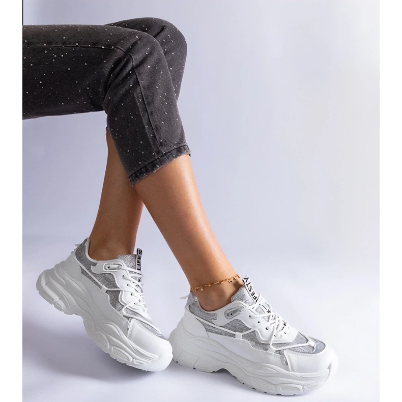 D/CEO Vita sneakers med Rigel glitterinlägg 2