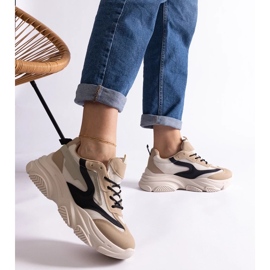 D/CEO Beige och svarta Milenka-sneakers för kvinnor 2