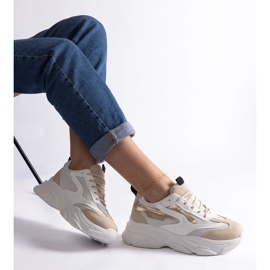 D/CEO Milenka-sneakers i beige och guld för kvinnor 1