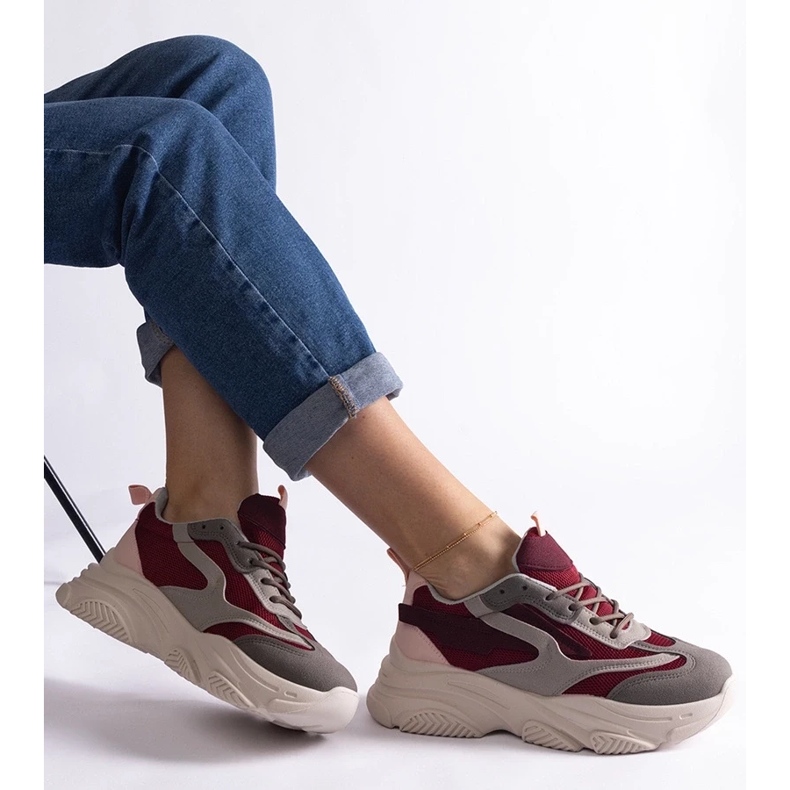 D/CEO Rödbruna och gråa Milenka-sneakers för kvinnor 2